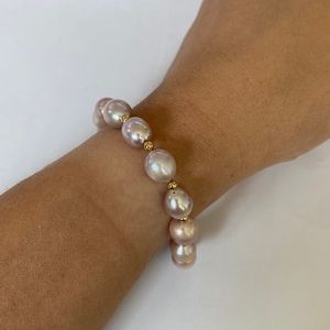 Handmade natural pink/purple real pearl bracelet